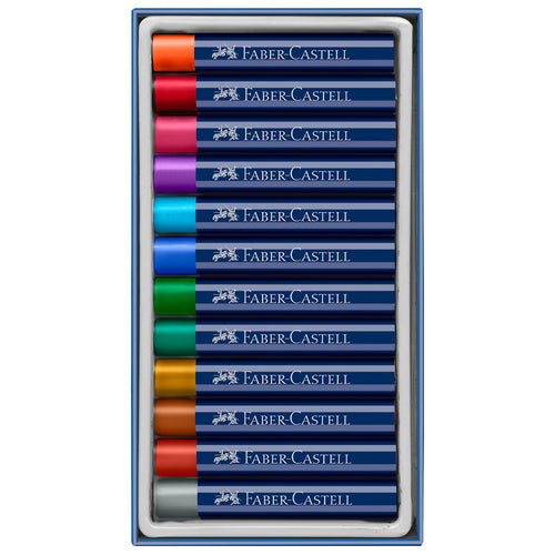 Oil pastels, cardboard wallet of 12, metallic - #127014