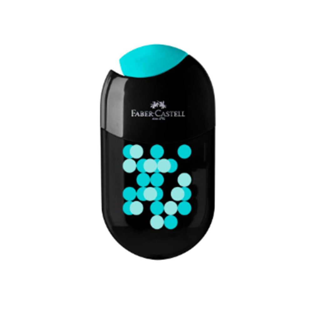 Two Tone twin sharpening box with eraser - Black/Turquoise