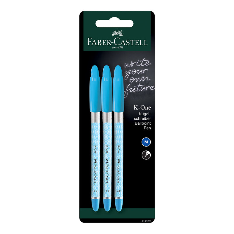 K-One Ballpoint Pen, blister of 3 - blue - #642601