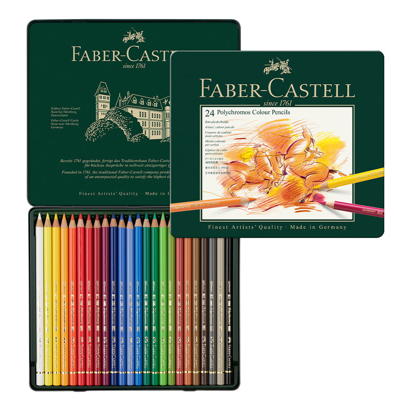Polychromos® Artists' Colour Pencils - Tin of 24 - #110024 - Faber-Castell Shop Canada