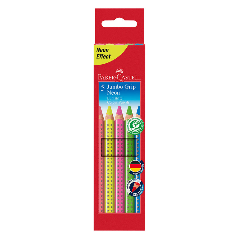 Jumbo Grip neon colour pencil, cardboard wallet of 5 - #110994