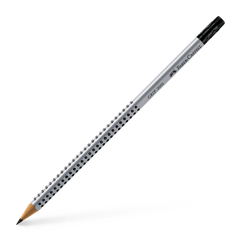 Grip 2001 graphite pencil with eraser, HB, silver #117200