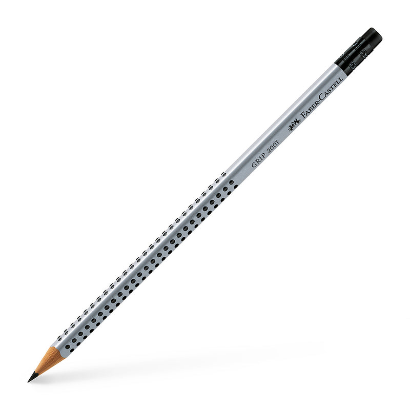 Grip 2001 graphite pencil with eraser, B, silver #117201