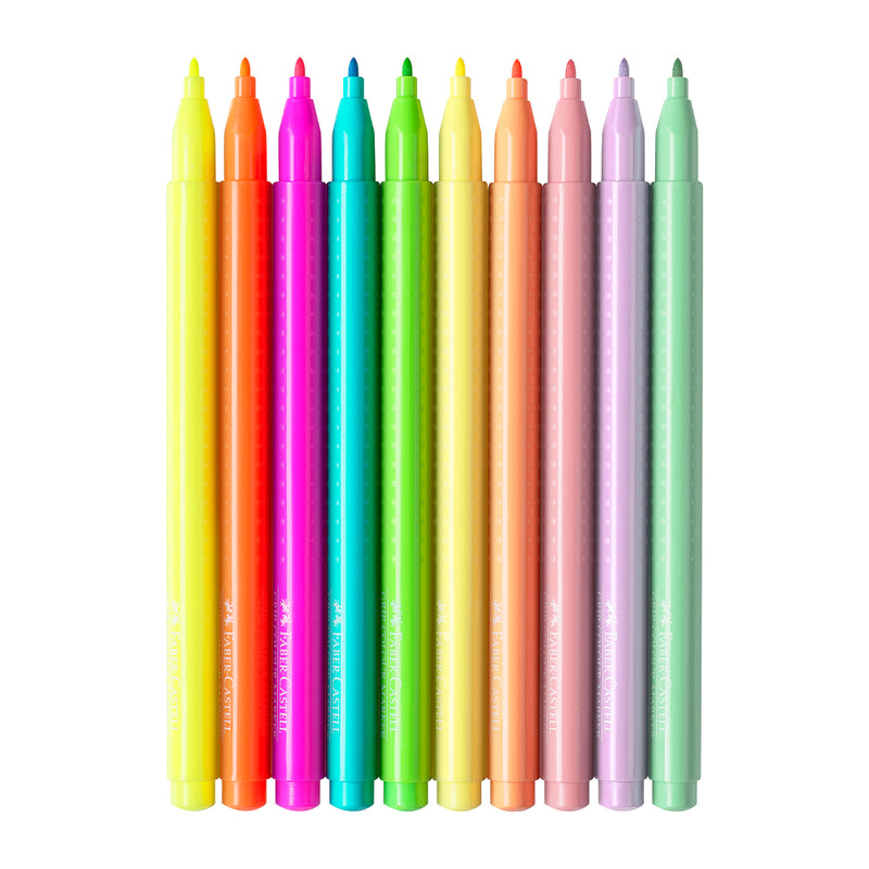 Grip felt-tip pen neon + pastel, cardboard wallet of 10 #155312