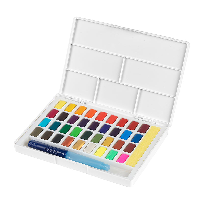 Solid Watercolour Box of 36 with Sponge and Water Brush - #169736